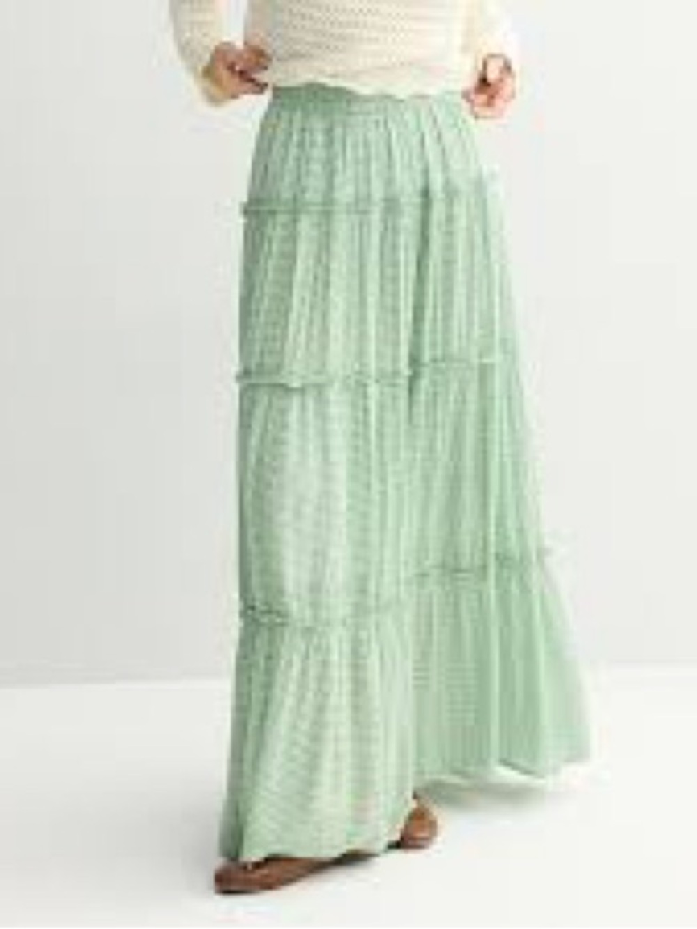 SO Mint Green Tiered Maxi Skirt